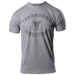 THROWDOWN Shield T-Shirt | Clothing | Fitness merch | Grey | Front view | Large center logo