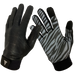 Black backed textured training gloves. Silver and black tiger striped palms. Extra grip on the thumb and index fingers.