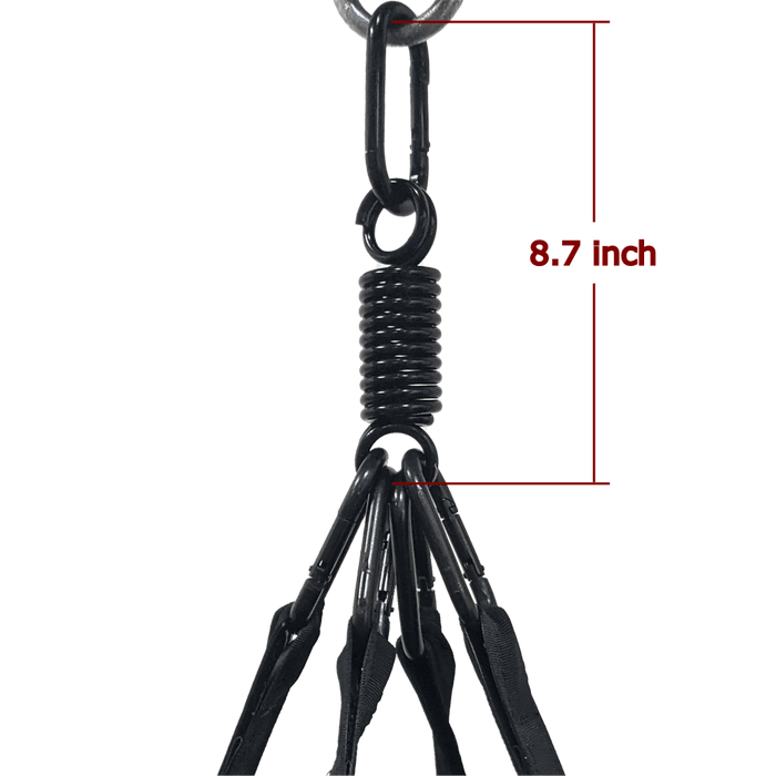 Heavy bag spring and clip showing 8.7 hanging length