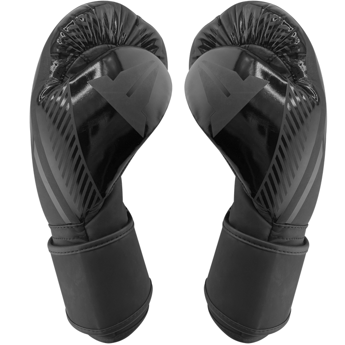 ELITE Boxing Gloves | Black with Accents | Wrist Strap | Throwdown Logo | Side View