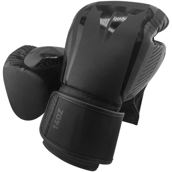 ELITE Boxing Gloves | Black with Accents | Wrist Strap | Throwdown Logo | Stacked Boxing Gloves