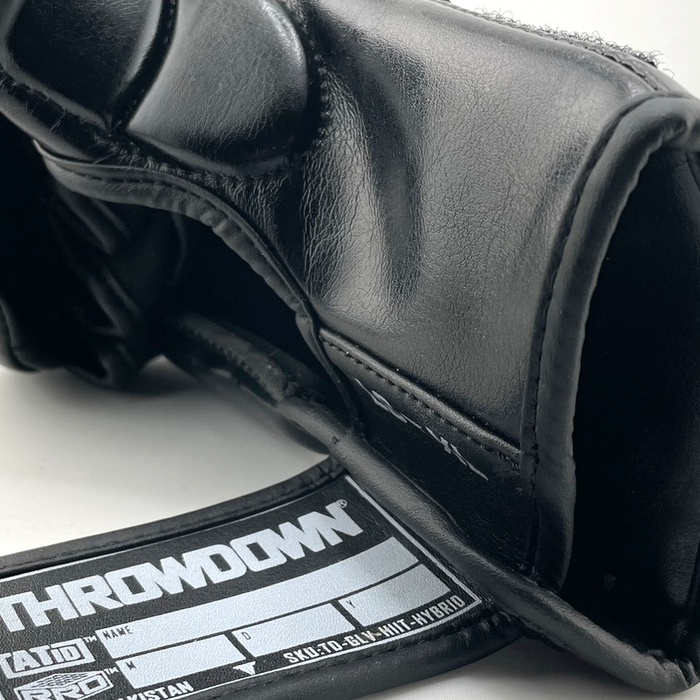 Throwdown Black Hybrid Glove | Wrist Strap | Open Glove Concept | Wrist Strap Leads to Open Palm | Lower Glove View