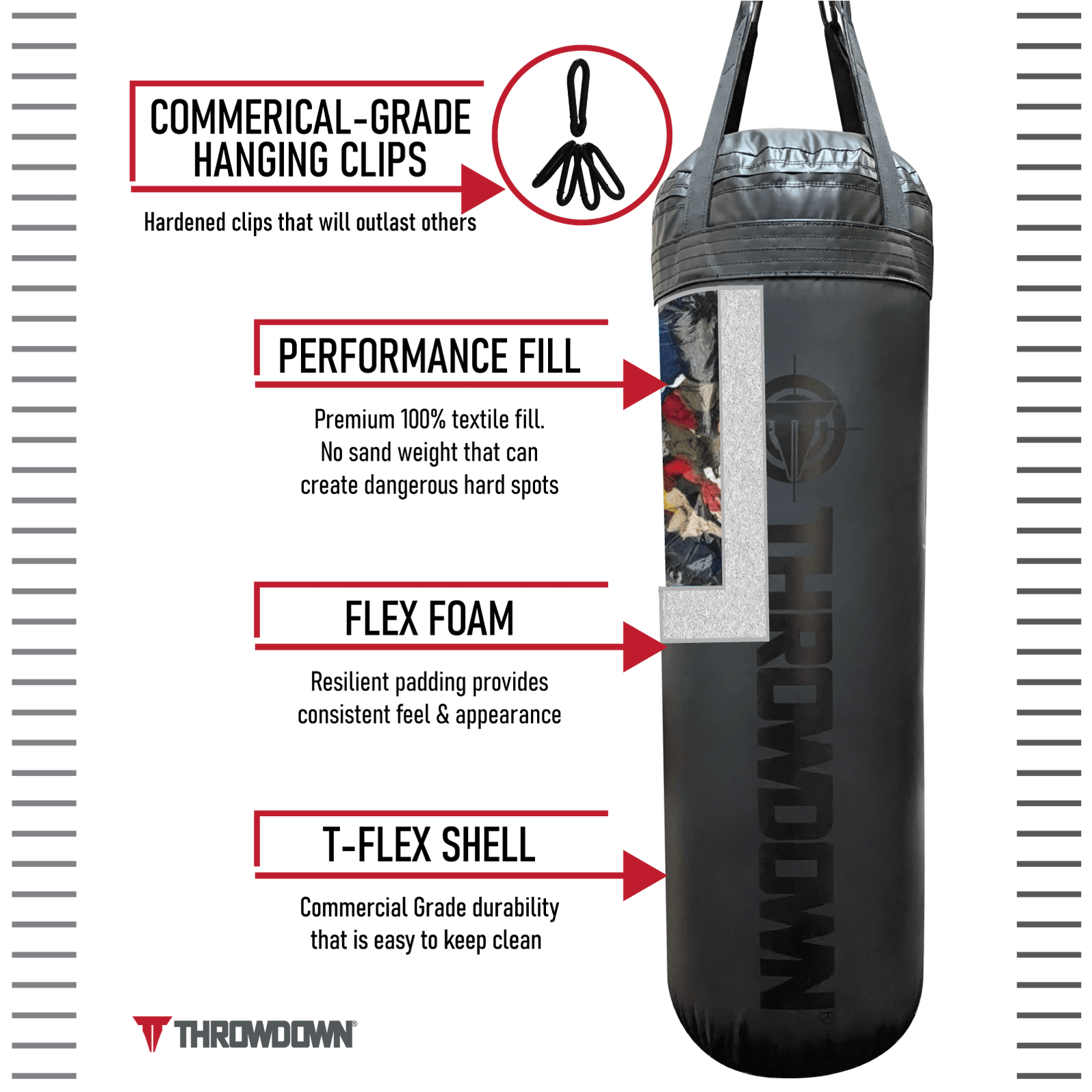 THROWDOWN 4ft Heavy Bag│Best Punching Bag for Facilities and Home Gyms