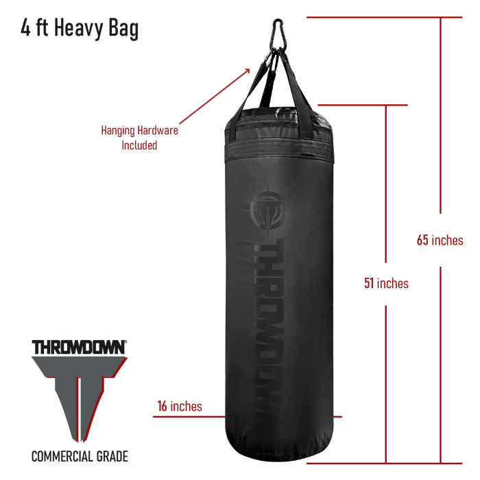 THROWDOWN 4ft Heavy Bag Best Punching Bag for Facilities and Home Gyms Throwdown Industries