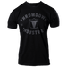 THROWDOWN Shield T-Shirt | Clothing | Fitness merch | Black | Front view | Large center logo