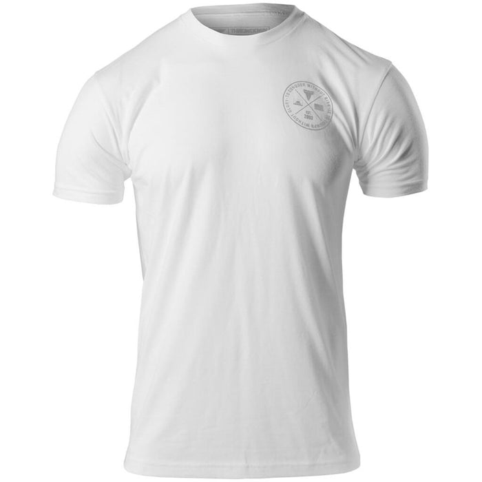 THROWDOWN Triumph T-Shirt | Clothing | Fitness merch | White | Front view | Corner logo