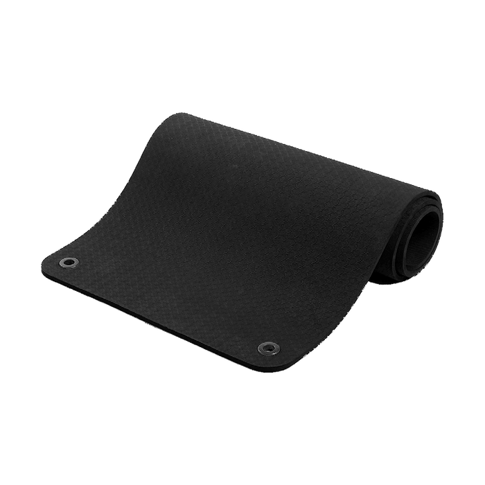 Black non slip exercise mat.